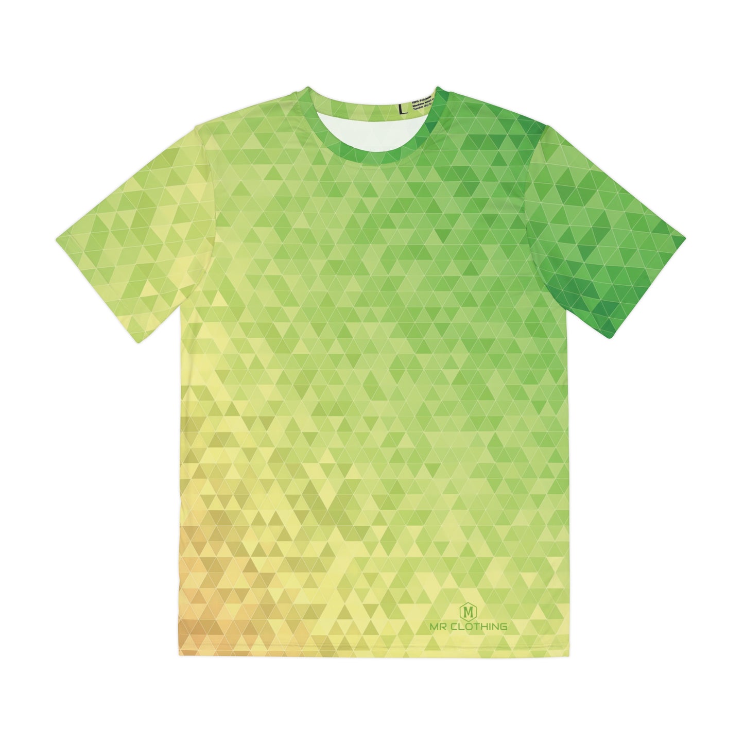 Men's Polyester Tee Green Triangles Strong