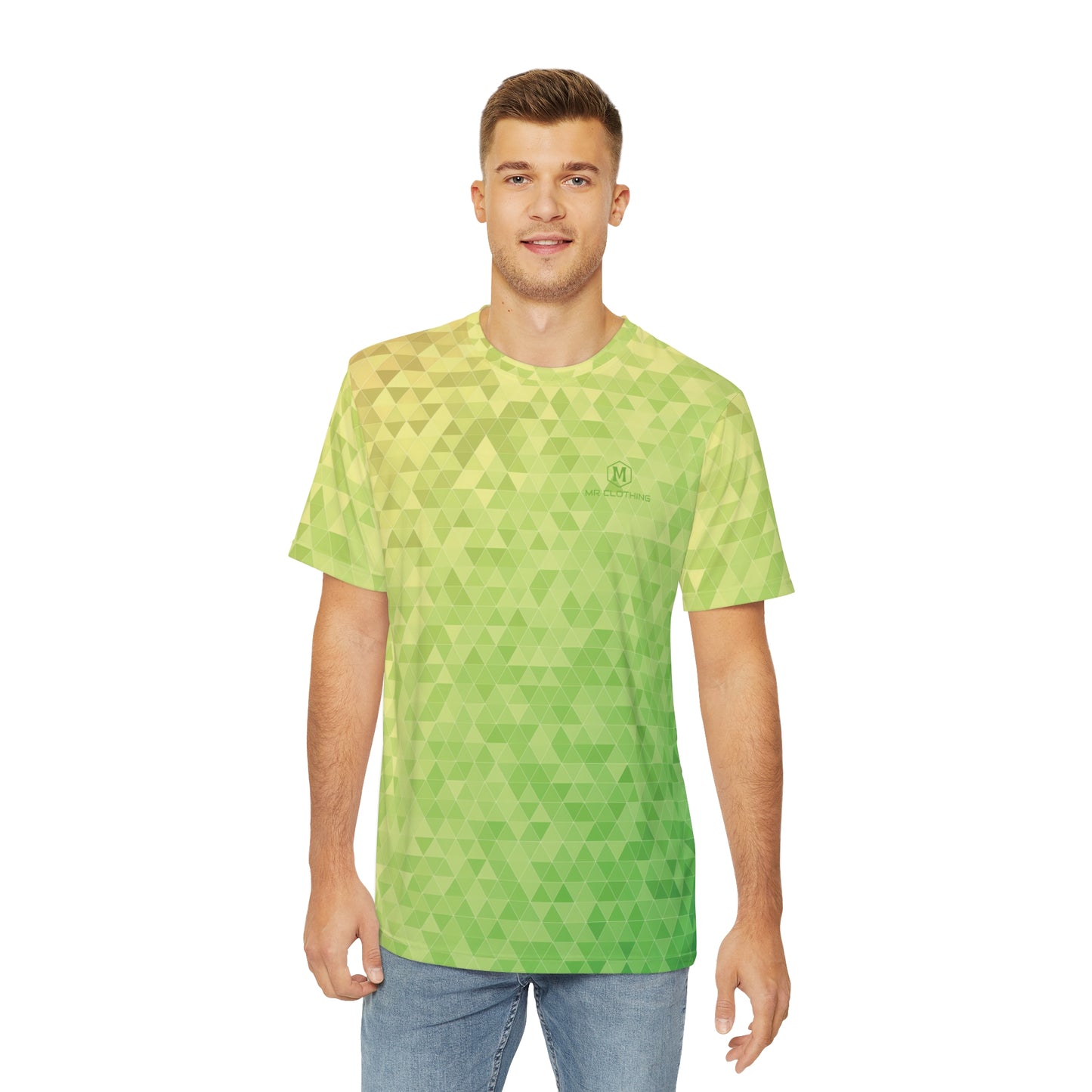 Men's Polyester Tee Green Triangles