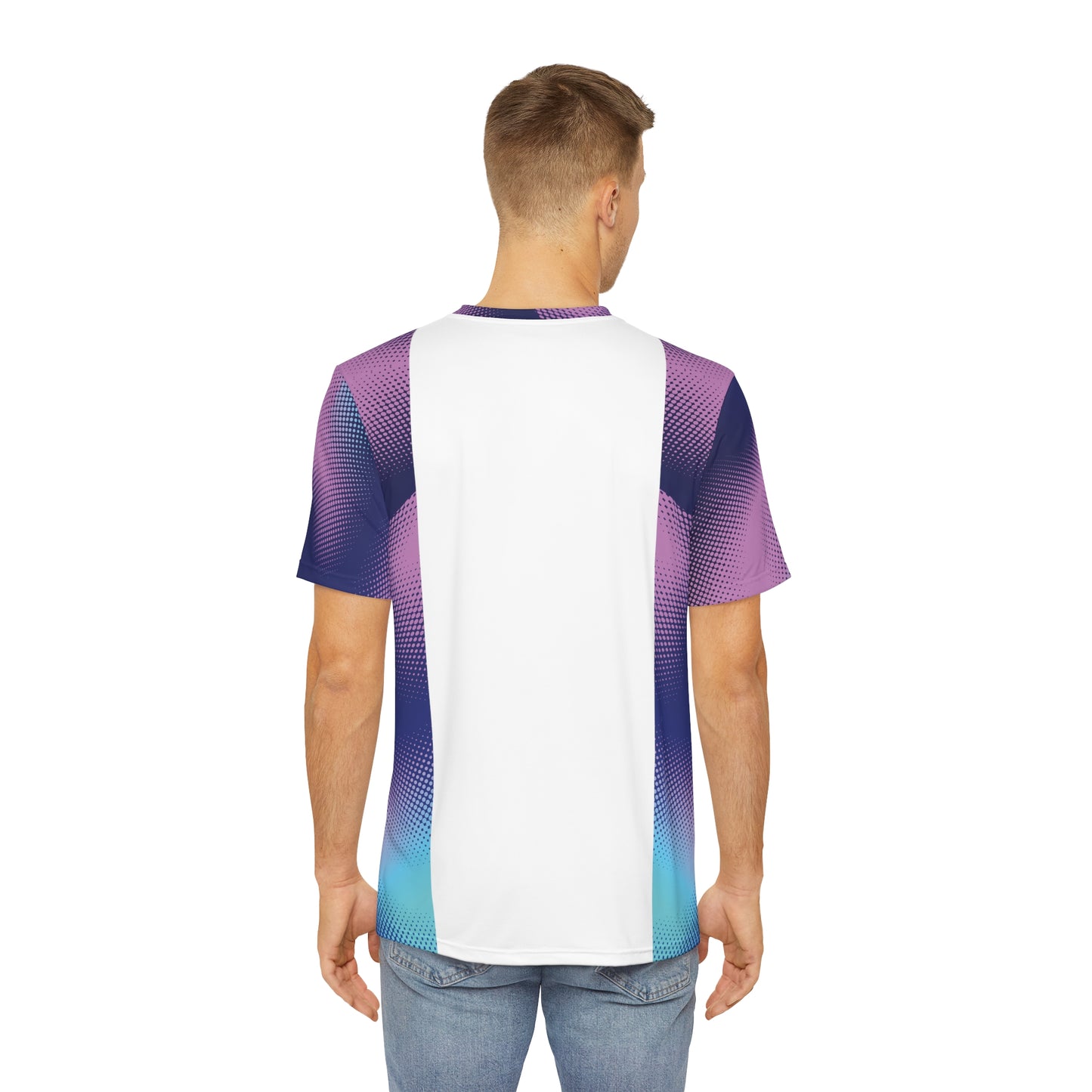 Men's Polyester Tee White Stripe