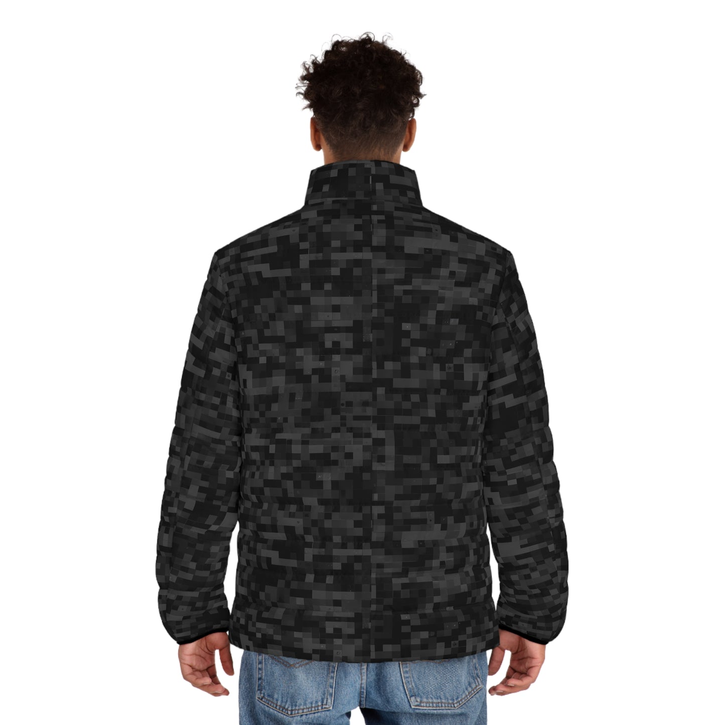 Men's Puffer Jacket Black Camo