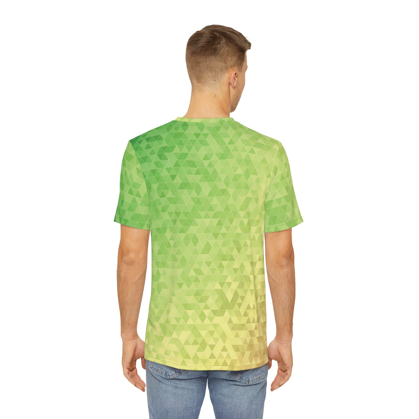 Men's Polyester Tee Green Triangles Strong