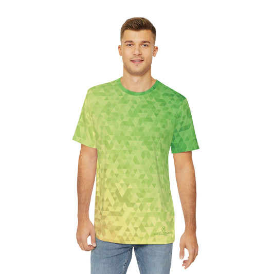 Men's Polyester Tee Green Triangles Strong