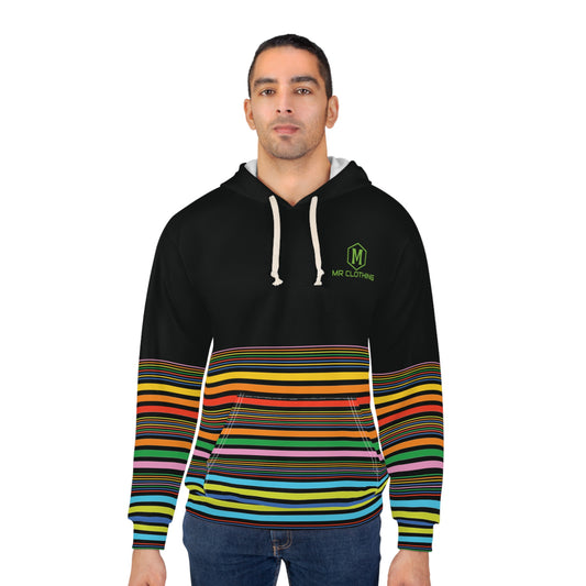 Unisex Pullover Hoodie Rainbow Black