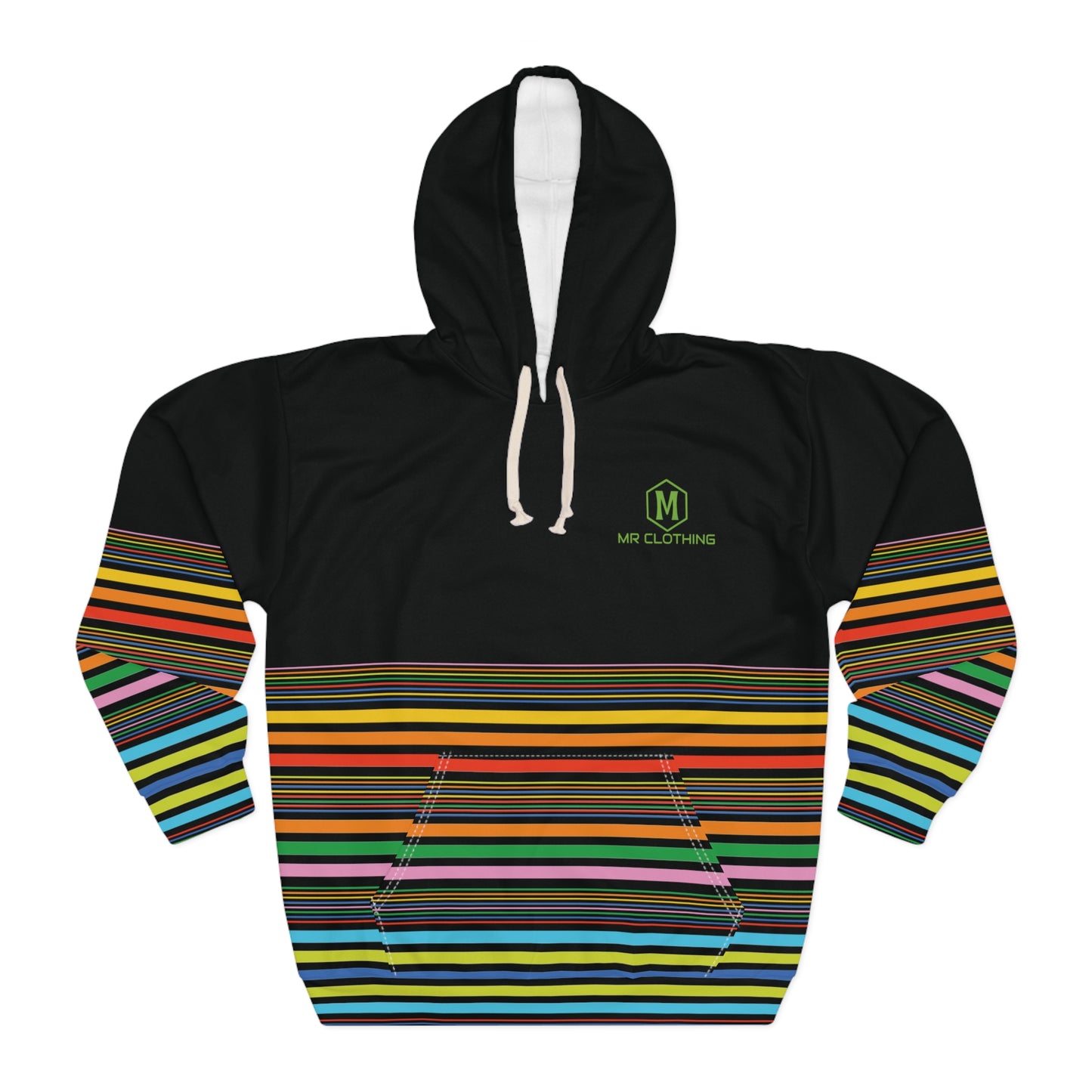 Unisex Pullover Hoodie Rainbow Black